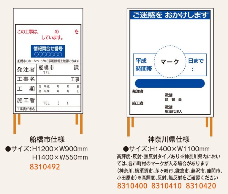 関東仕様工事用標示板