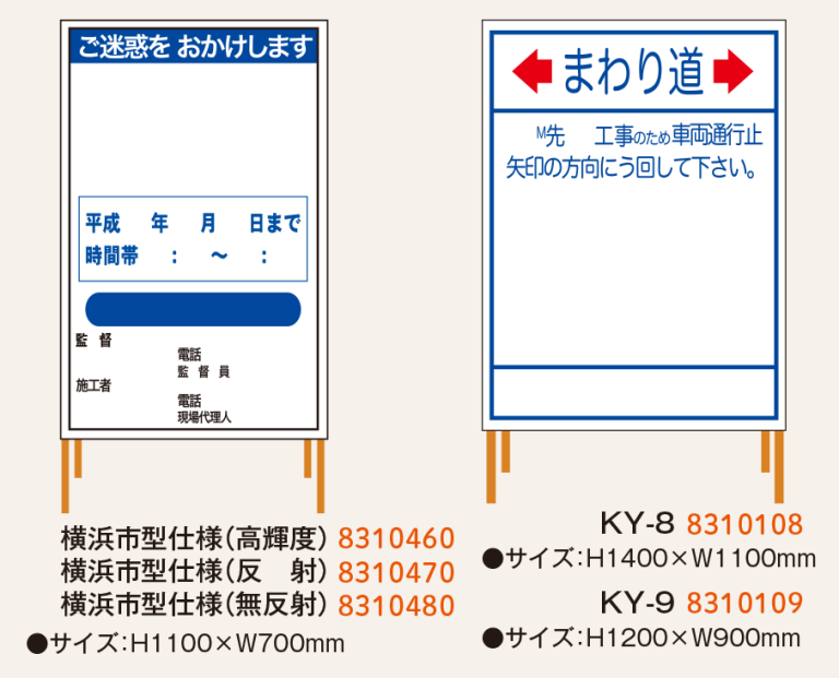 関東仕様工事用標示板 - 仙台銘板 - 保安用品・安全用品の
