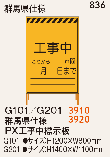 工事中標示板 群馬県仕様