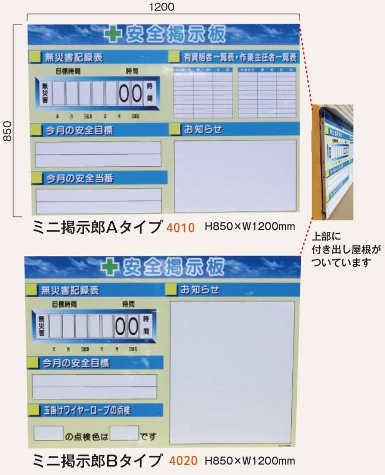 仙台銘板:仙台銘板 ミニ掲示郎 Aタイプ 現場用安全掲示板 5074010 型式:5074010-